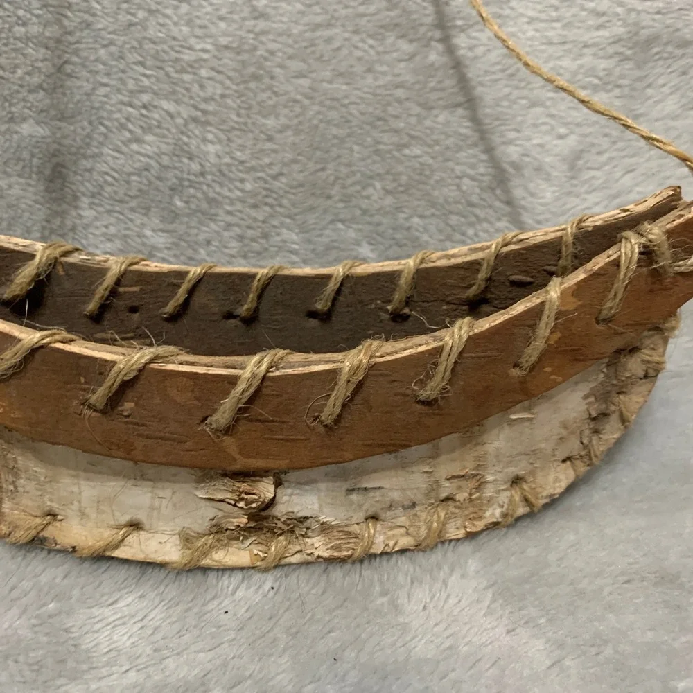 Handmade Birch Bark Miniature Canoe Ornament Rustic‎ Cabin Lodge Decor 7.5 Inch